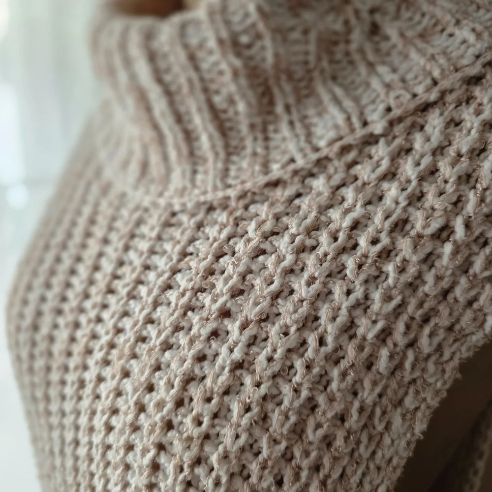 Free People Cream Open Side Button Detail Sweater Dress/Jumper, Size M - Picture 5 of 8